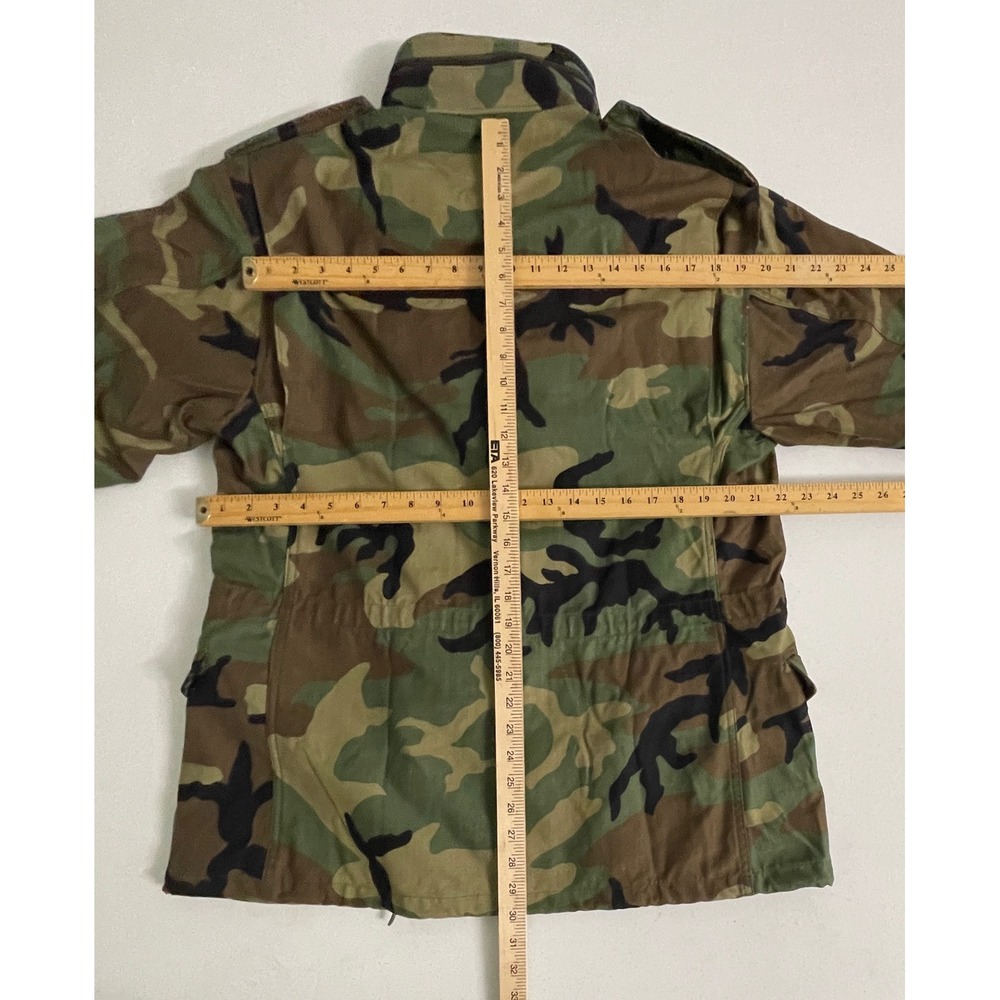 Vtg 1993 US Military M-65 Field Jacket Woodland Camo Medium Regular M65 Coat - Picture 9 of 11